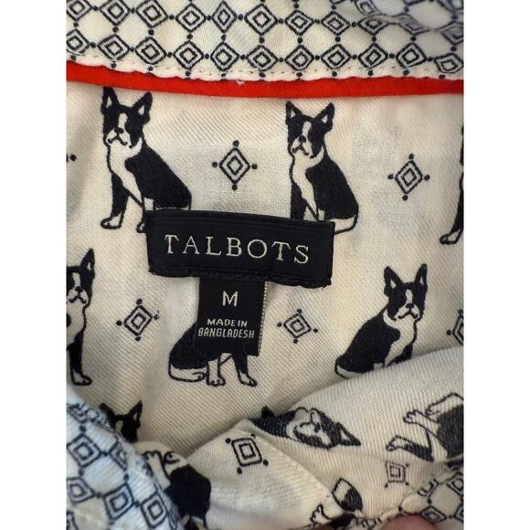 Talbots‎ Button Up Medium Boston Terrier Black White - Picture 3 of 5